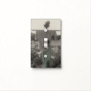 Garden Scarecrow In Black And White Light Switch Cover