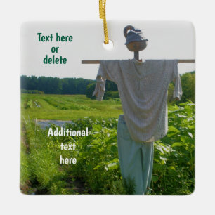Garden Scarecrow Nature Personalized Ceramic Ornament