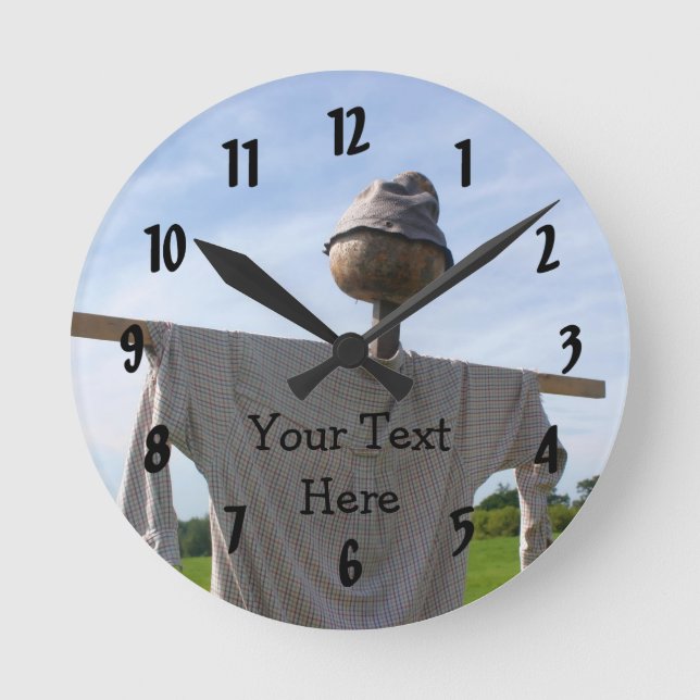Garden Scarecrow Nature Personalized Round Clock (Front)