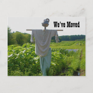Garden Scarecrow New Address Nature Announcement Postcard