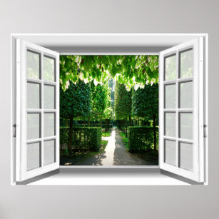 Garden Scene Fake Window View 3D Poster