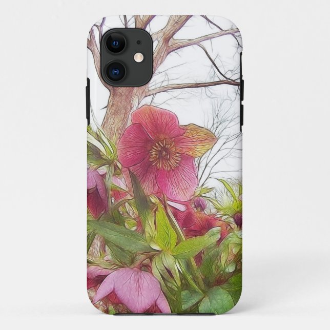 Garden Scene - Hellebores And Old Oak Case-Mate iPhone Case (Back)