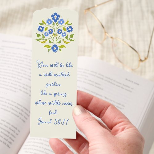 Garden Scripture Blue Flowers Artwork Design Bookmarks