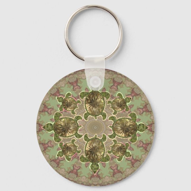 Garden Sea Turtle Pattern Keychain (Front)