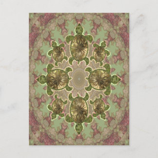 Garden Sea Turtle Pattern Postcard