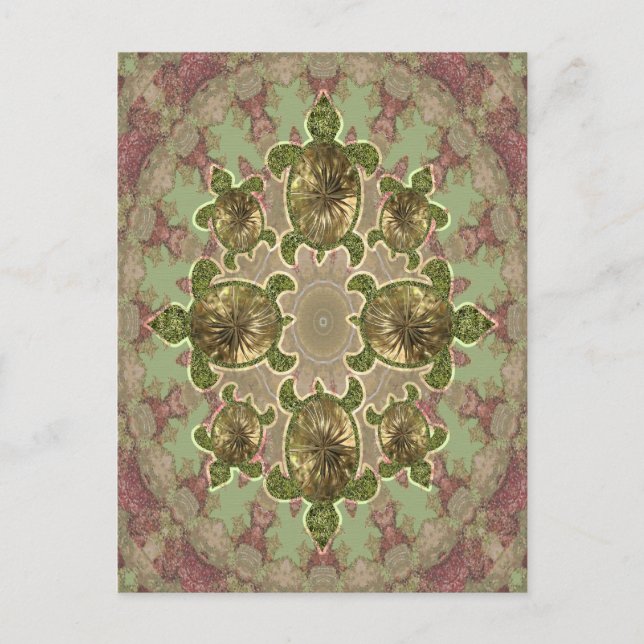 Garden Sea Turtle Pattern Postcard (Front)