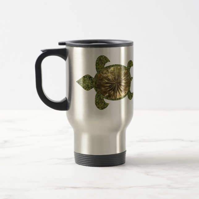Garden Sea Turtle Travel Mugs (Left)