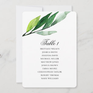 Garden seating chart. Green leaves wedding plan Invitation