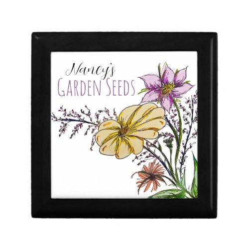 Garden Seed Flower Storage Keepsake Box