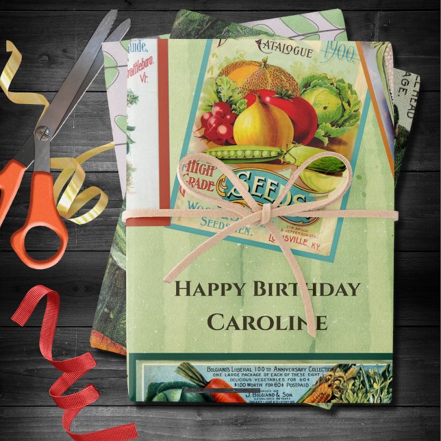 Garden Seed Packet Birthday Wrapping Paper Sheets (Creator Uploaded)