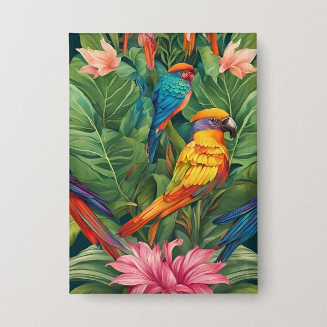 Garden Serenity: Bird in Bloom Button (Front)