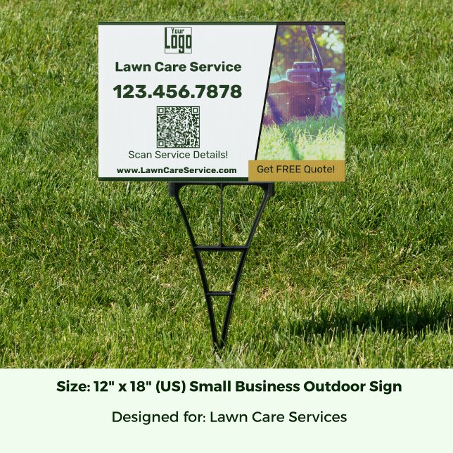 Garden Service Logo Phone QR Code Image Promo Yard Sign (Garden Service Logo Phone QR Code Image Promo Yard Sign; 12 x 18 Inch (US))