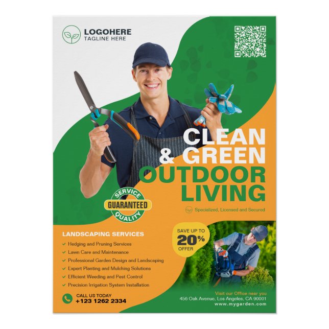Garden Services, Landscaping Glossy Poster (Front)