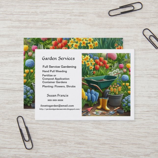 Garden Services / Master Gardener  Business Card (Front/Back In Situ)