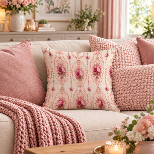 Garden Shabby Chic Magenta Pink Blooms Pillow Art