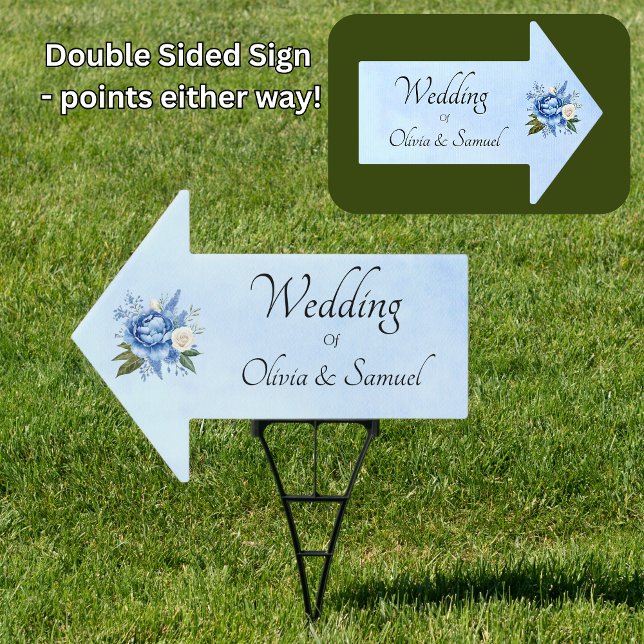 Garden Sign -  Wedding  Arrow Sign Blue Peony (Creator Uploaded)
