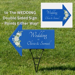 Garden Sign - Wedding Arrow Sign Cobalt Blue