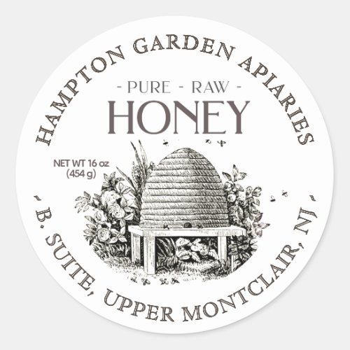 Garden Skep with little bees Honey Jar Label
