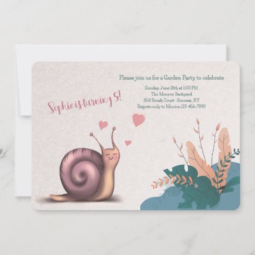 Garden Snail Birthday Party Invitation