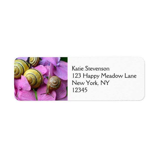 Garden Snails on Pink Flowers Label (Front)