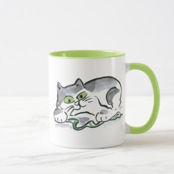 Garden Snake And The Curious Kitten Mug by Nine_Lives_Studio at Zazzle