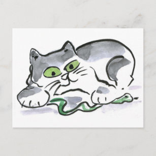 Garden Snake and the Curious Kitten Postcard