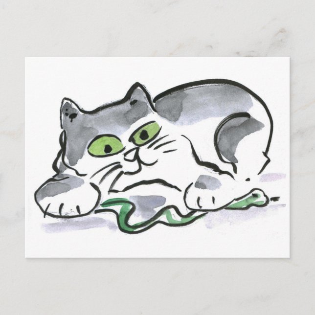 Garden Snake and the Curious Kitten Postcard (Front)