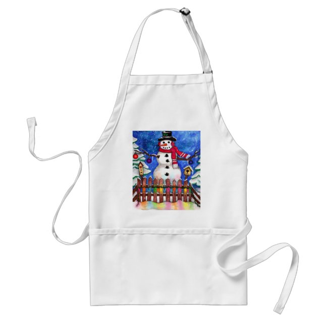 Garden Snowman Adult Apron (Front)