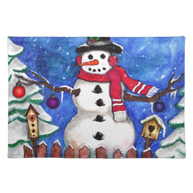 Garden Snowman Cloth Placemat (Front)