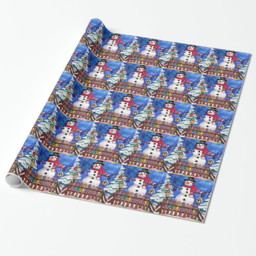 Garden Snowman Wrapping Paper