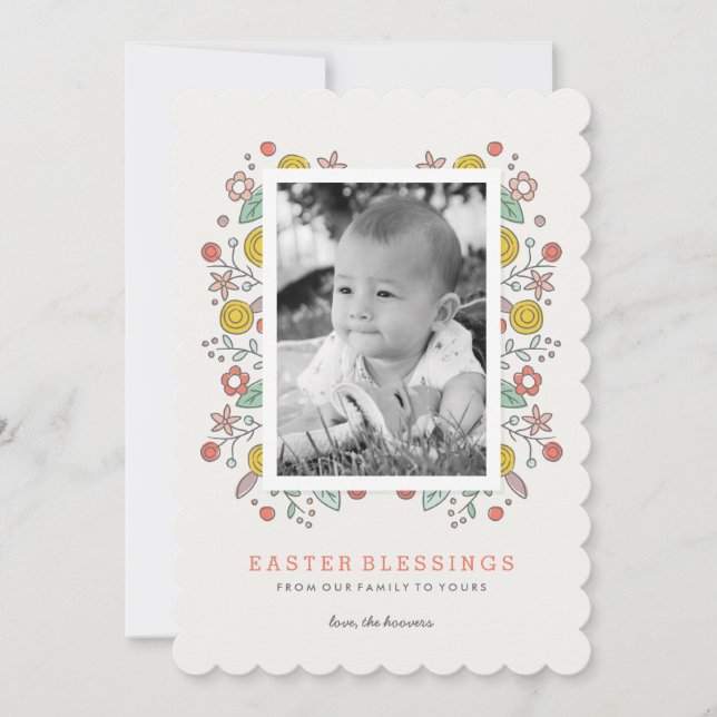 Garden Soiree Easter Card - Crimson (Front)
