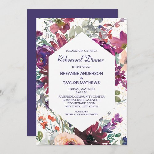 Garden Splash Modern Floral Rehearsal Dinner Invitation