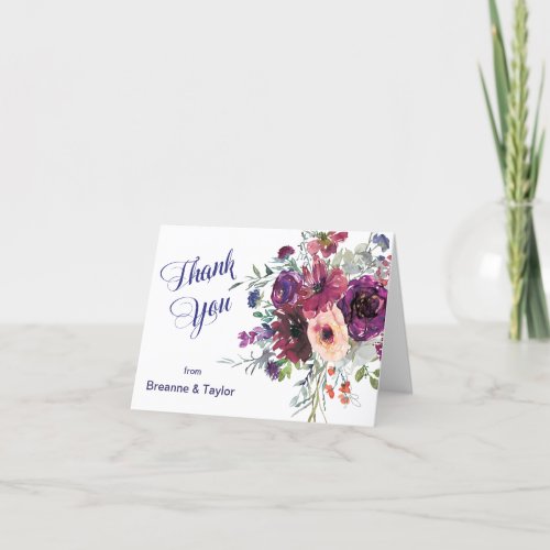 Garden Splash Modern Floral Wedding Thank You Card