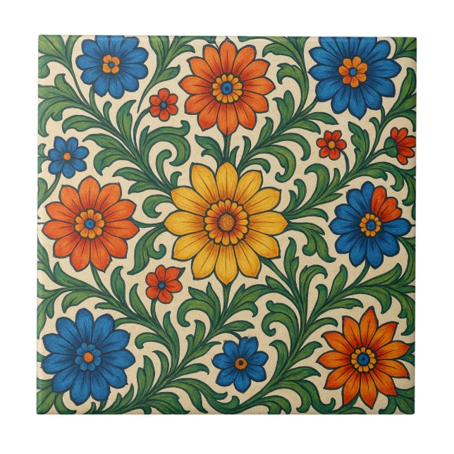 Garden Splendor Floral Ceramic Tile (Front)
