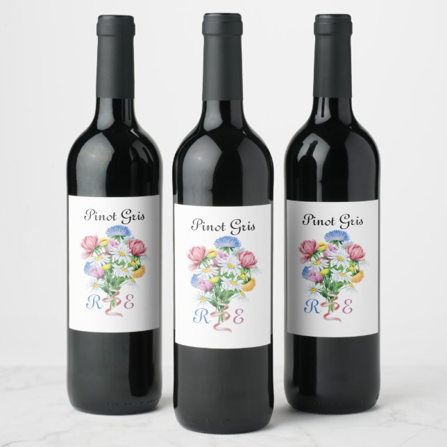 Garden Spring Wedding Wine Label (Bottles)