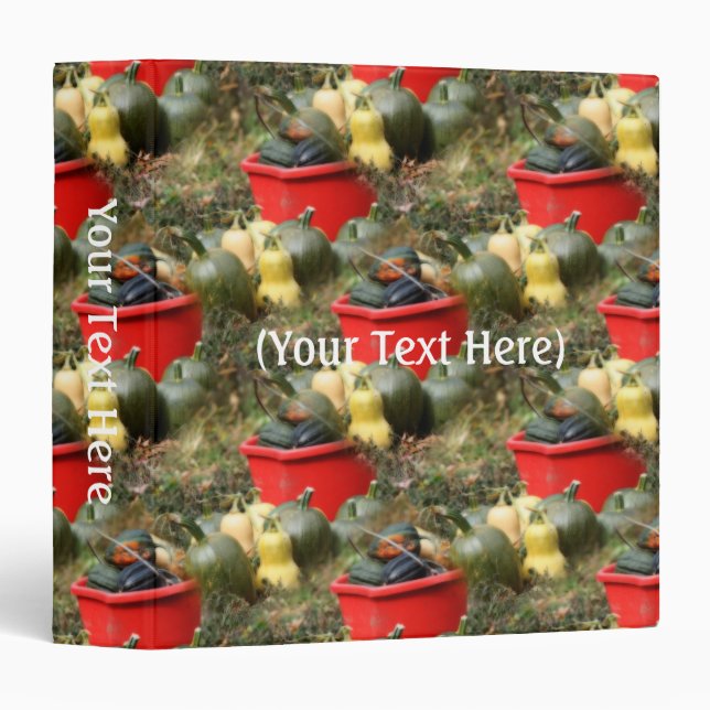 Garden Squash Nature Pattern Personalized 3 Ring Binder (Front/Spine)