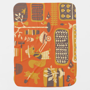 Garden Squirrels: Whimsical Animal Scene Baby Blanket