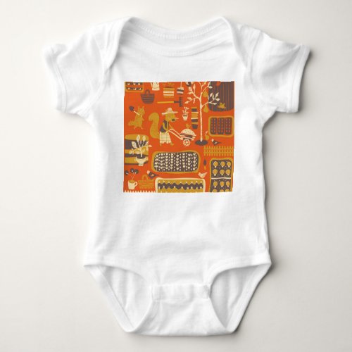 Garden Squirrels Whimsical Animal Scene Baby Bodysuit