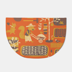 Garden Squirrels: Whimsical Animal Scene Doormat