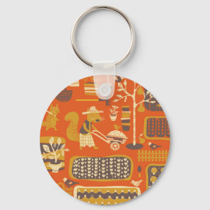 Garden Squirrels: Whimsical Animal Scene Keychain