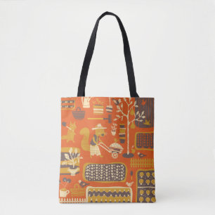 Garden Squirrels: Whimsical Animal Scene Tote Bag
