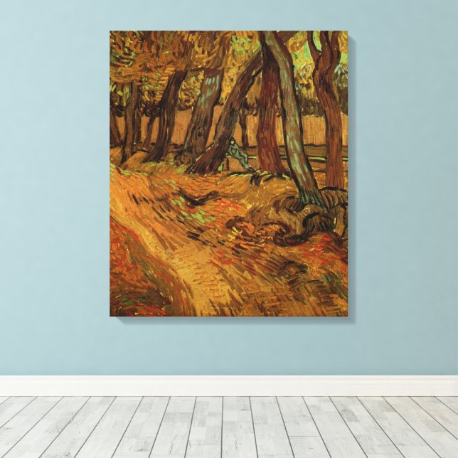 Garden St Paul Hospital Figure by Vincent van Gogh Canvas Print (Insitu(Wood Floor))