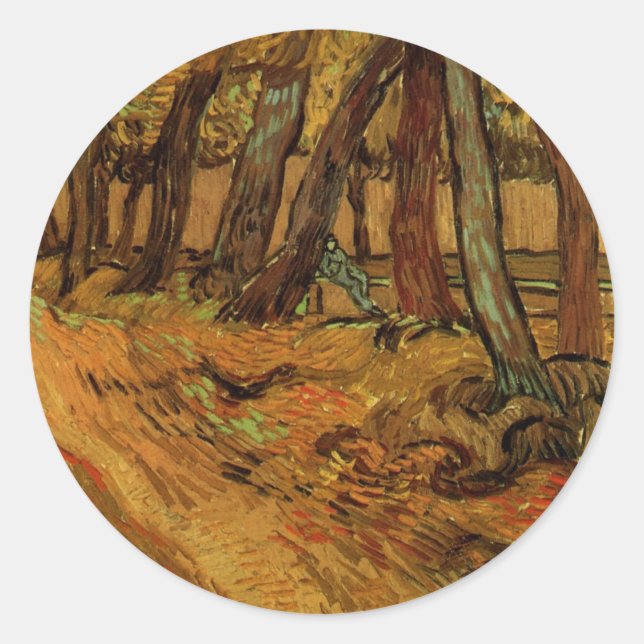 Garden St Paul Hospital Figure by Vincent van Gogh Classic Round Sticker (Front)