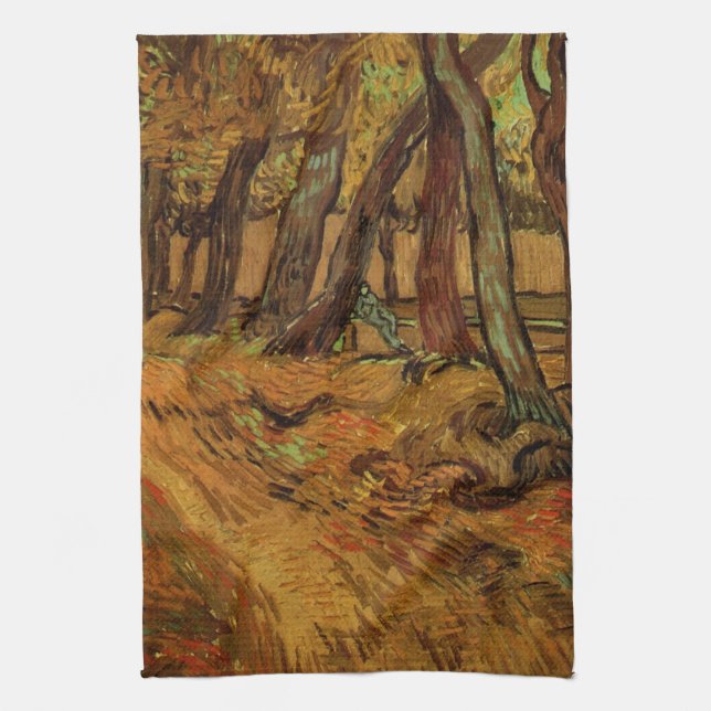 Garden St Paul Hospital Figure by Vincent van Gogh Kitchen Towel (Vertical)