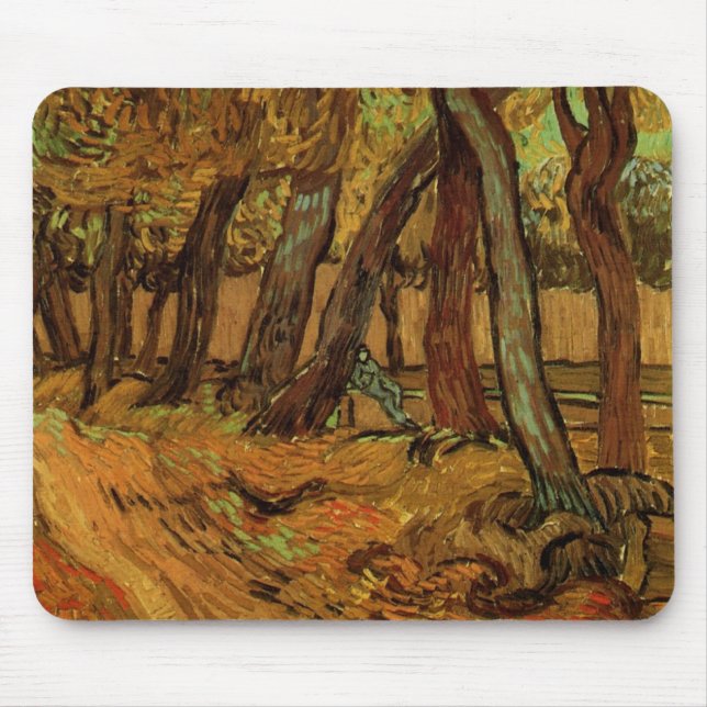 Garden St Paul Hospital Figure by Vincent van Gogh Mouse Pad (Front)