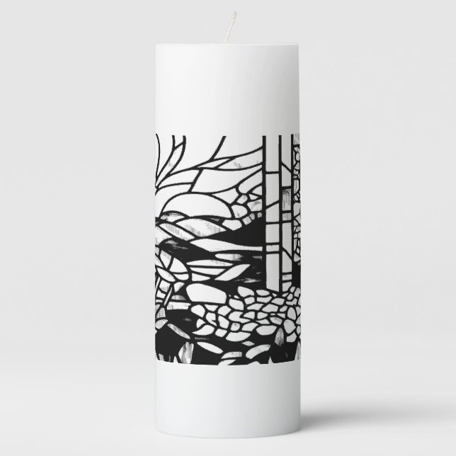 Garden Stained Glass  Pillar Candle (Front)