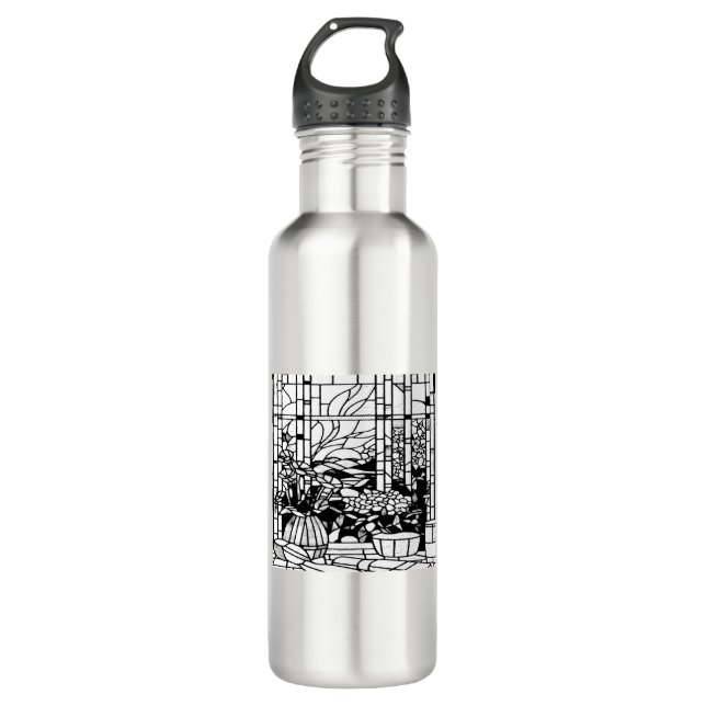 Garden Stained Glass  Stainless Steel Water Bottle (Front)