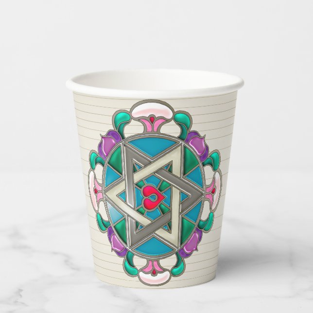 Garden Star in Lilac Shabbos Paper Cups (Front)