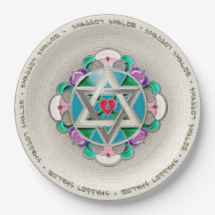 Garden Star Shabbos  Paper Plates
