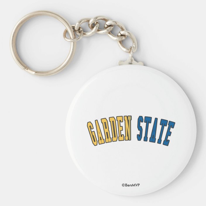 Garden State in State Flag Colors Keychain